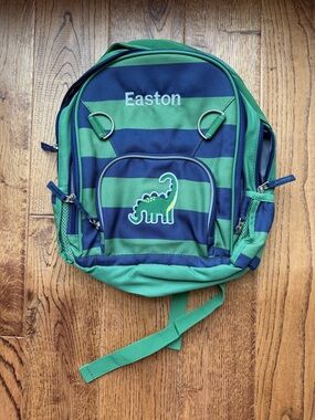 Pottery Barn Kids Fairfax Backpack dinosaur Easton appliqué NEW smoke pet free